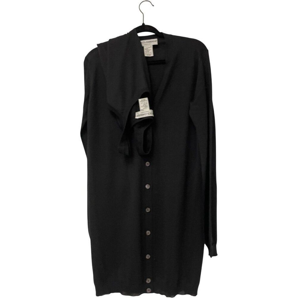 Dolce & Gabbana Womens Long Cardigan Tank Set EU 42 US 6 Black Cashmere Silk EUC